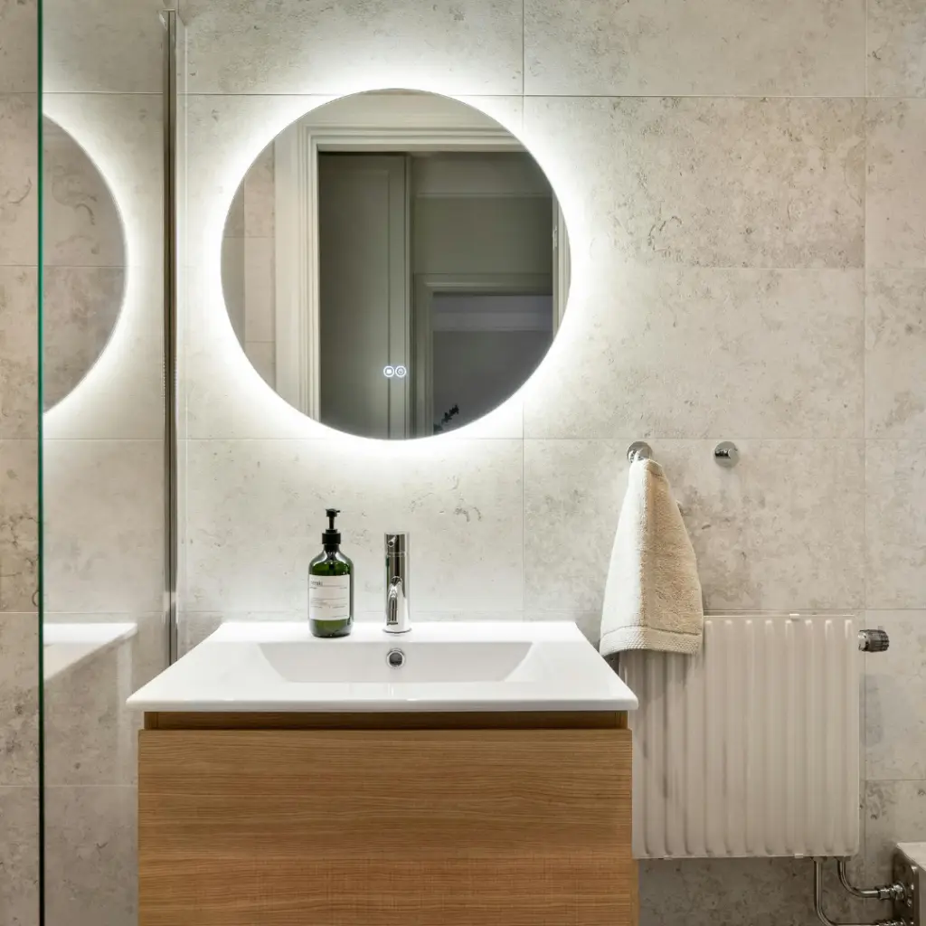 Round Mirror with Accent Lighting