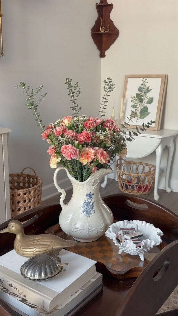 Pink roses with baby breath