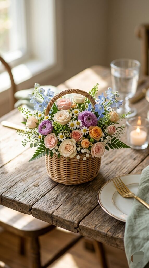 Mini flower basket for table