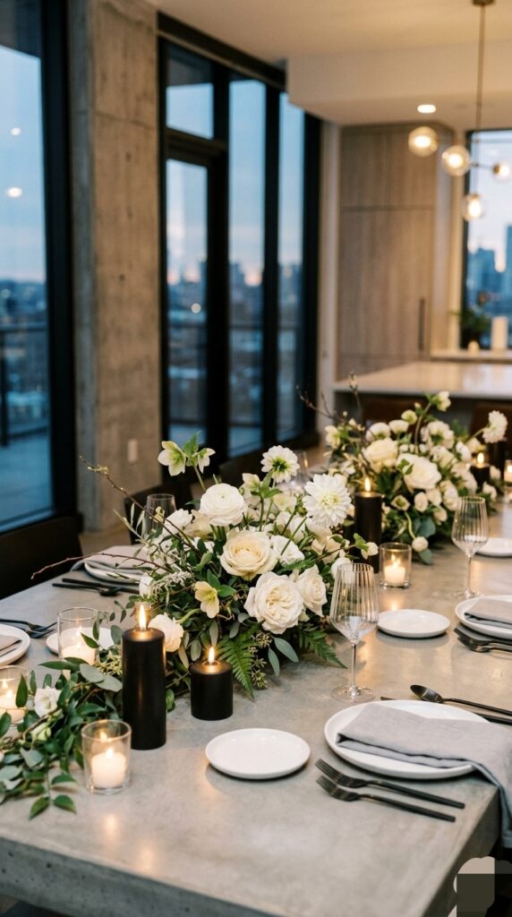 Flowers arrangement with candles