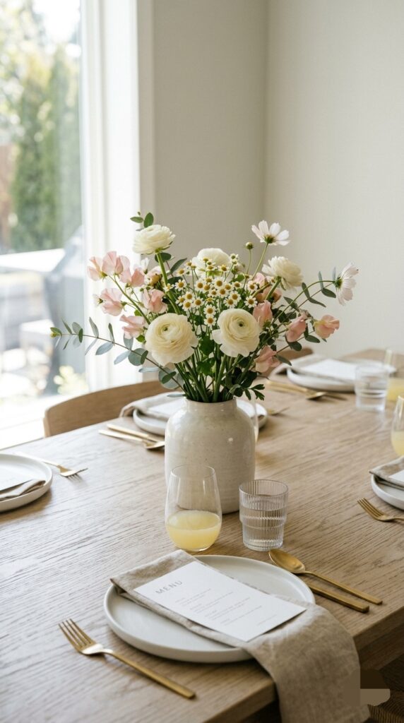 Simple brunch table flowers