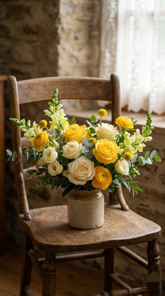 Light yellow and cream centerpiece